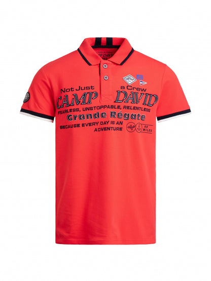 CAMP DAVID Kurzarmpolo Pikee mit Logo-Applikationen - blaze coral