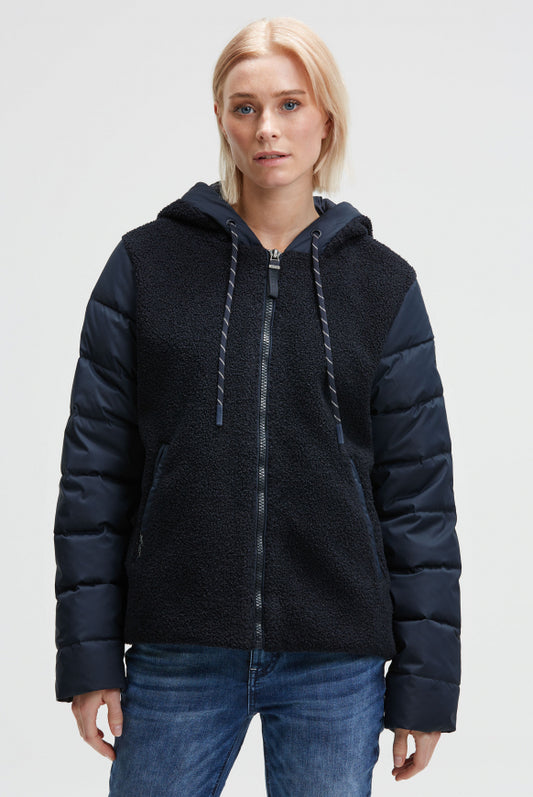 SOCCX Kurzjacke im Materialmix mit Kapuze