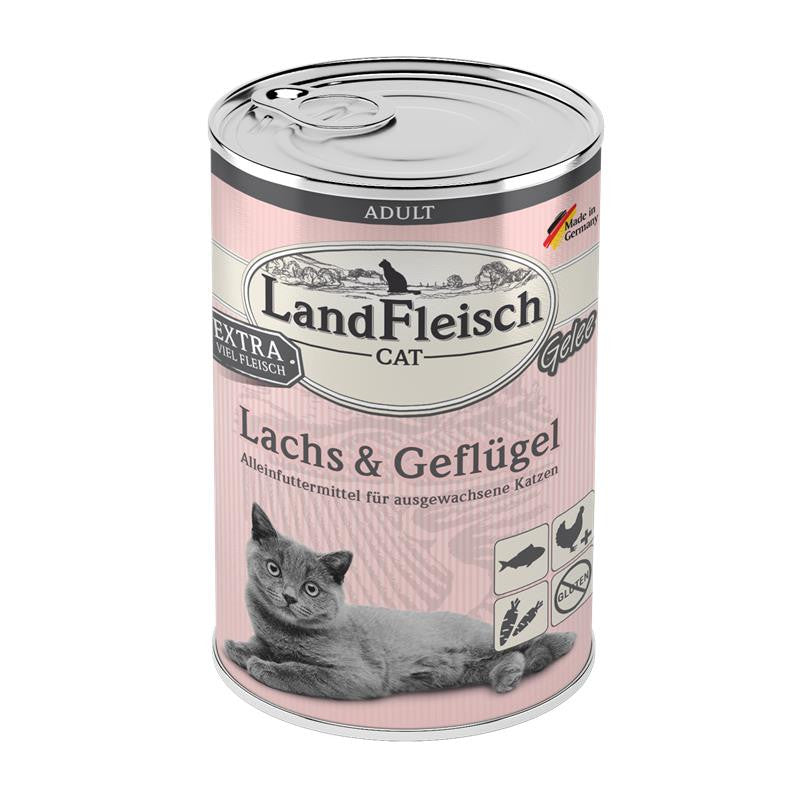 LandFleisch Cat Adult Gelee mit Lachs & Geflügel 6x400g
