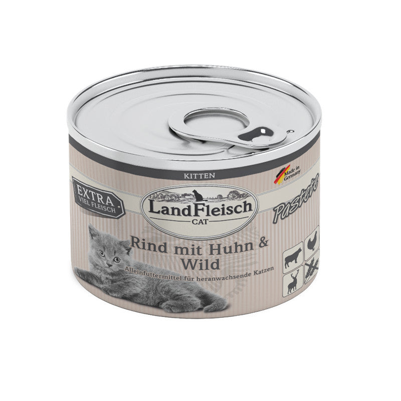 LandFleisch Cat Kitten Pastete Rind+Huhn+Wild