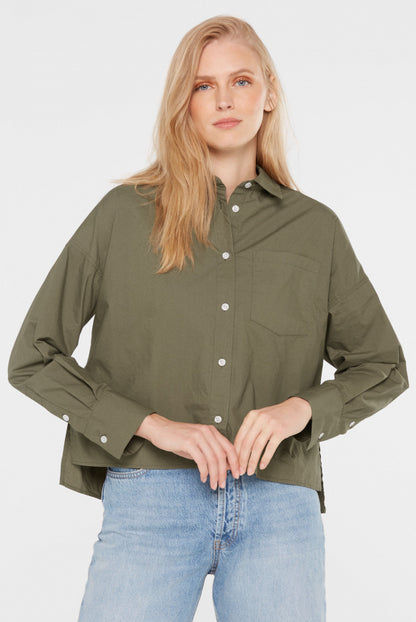 SENSES.THE LABEL Langarmbluse BER:RY aus Popeline im Boxy Fit