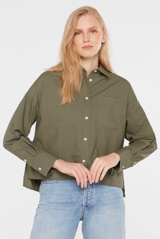 SENSES.THE LABEL Langarmbluse BER:RY aus Popeline im Boxy Fit