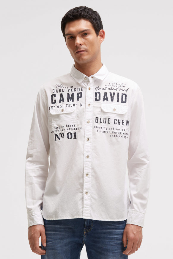 CAMP DAVID Langarmhemd mit Klappentaschen und Prints