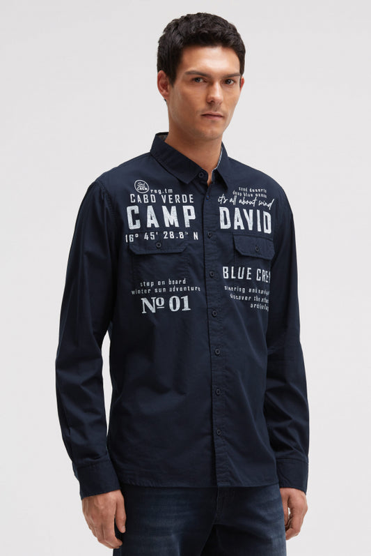 CAMP DAVID Langarmhemd mit Klappentaschen und Prints