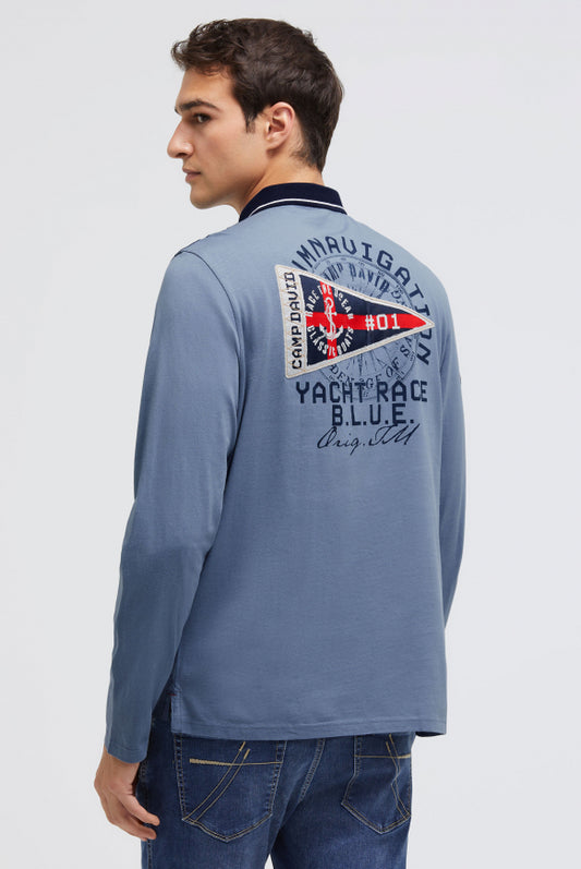 CAMP DAVID Langarmpolo mit Rücken