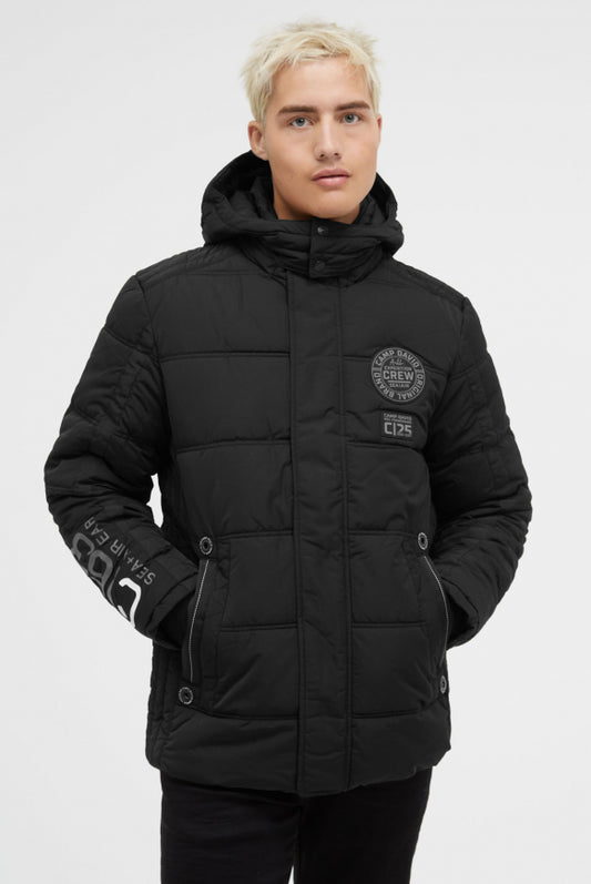 CAMP DAVID Lange Steppjacke mit Kapuze und Rücken