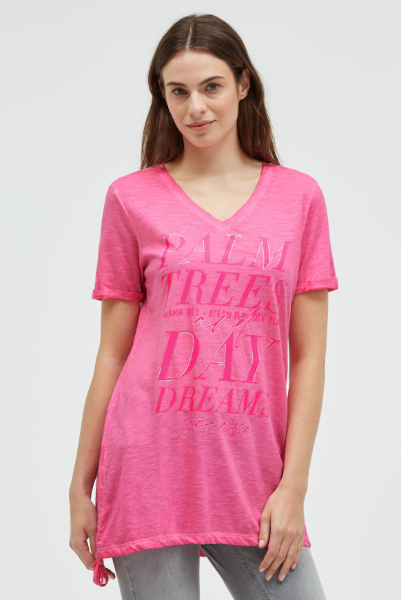 SOCCX Langes T-Shirt mit Seitenraffung und Print