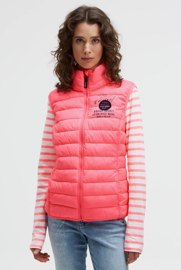 SOCCX Leichte Steppweste mit Prints und Patch