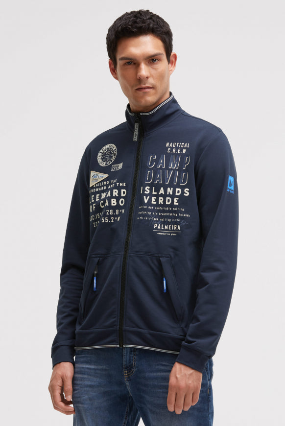 CAMP DAVID Leichte Sweatjacke mit Label Prints
