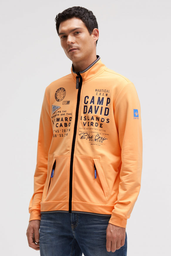 CAMP DAVID Leichte Sweatjacke mit Label Prints