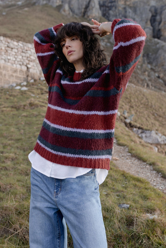 SENSES.THE LABEL Leichter Strickpullover mit Streifenmuster
