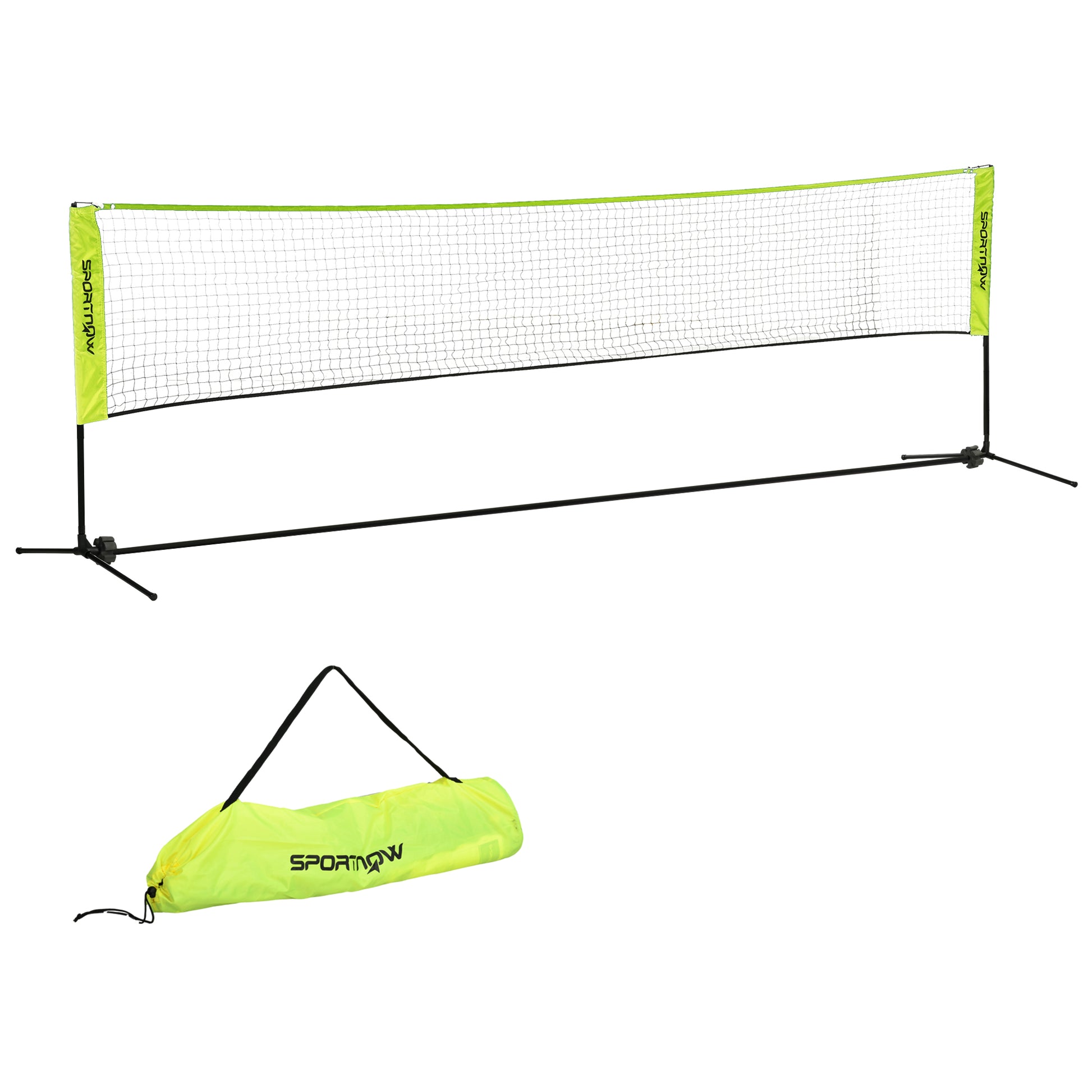 SPORTNOW Badmintonnetz Set Faltbares Tennisnetz, 103/120/155 cm Höhenverstellbar Indoor Outdoor Federballnetz, Volleyballnetz mit Transporttasche Metall Polyester Gelb   Aosom