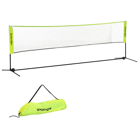 SPORTNOW Badmintonnetz Set Faltbares Tennisnetz, 103/120/155 cm Höhenverstellbar Indoor Outdoor Federballnetz, Volleyballnetz mit Transporttasche Metall Polyester Gelb   Aosom