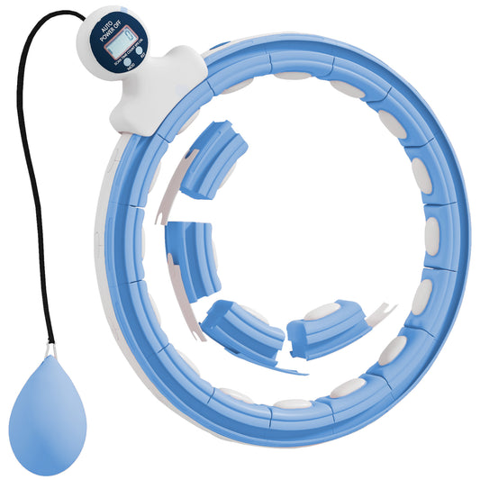 SPORTNOW Smart Hula Hoop Reifen Erwachsene mit Gewicht Kugel Zähler 16 Knoten (76-113cm) Einstellbar Fitness Leise Abnehmen Ausrüstung Infinity Hula-Hoop für Gewichtsverlust, Fitness Hellblau   Aosom