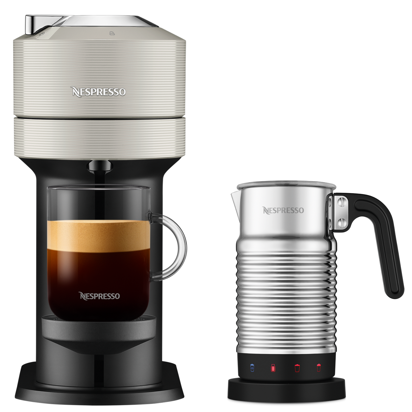 Nespresso Vertuo Next Light Grey & Aeroccino4 Vertuo Kaffeemaschine