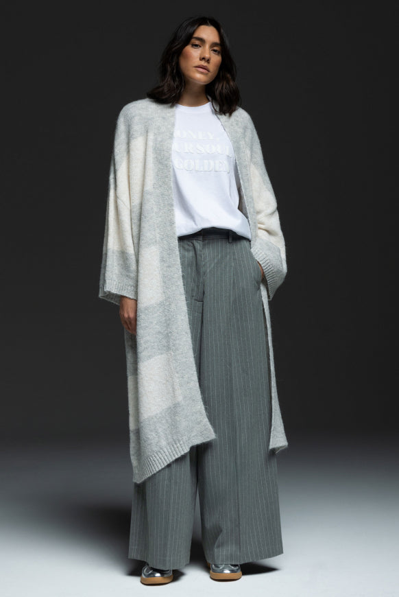 SENSES.THE LABEL Long Cardigan KAL:LIE mit Blockstreifen