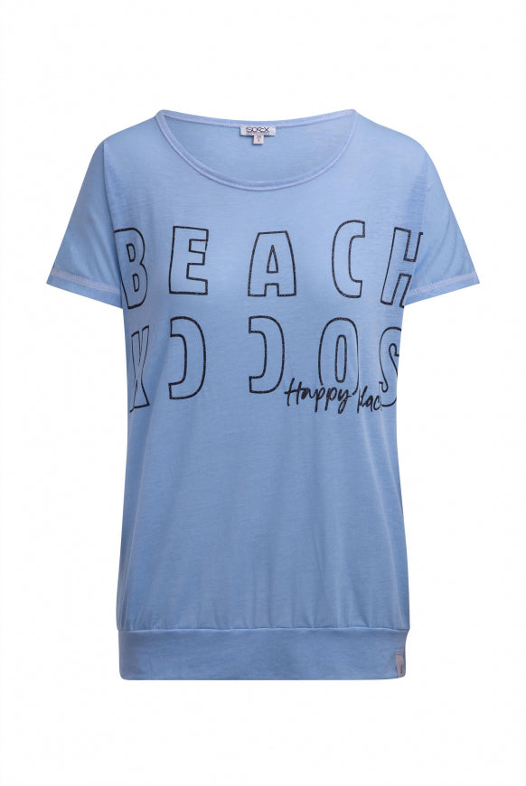 SOCCX Longshirt mit Ausbrenner-Effekten und Glitter Logo - soft ocean