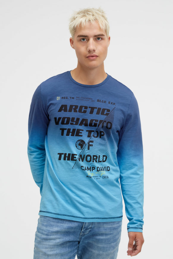 CAMP DAVID Longsleeve Dip Dye mit Label Prints