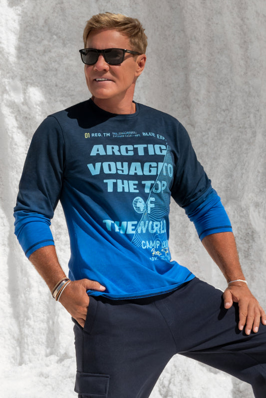 CAMP DAVID Longsleeve Dip Dye mit Label Prints