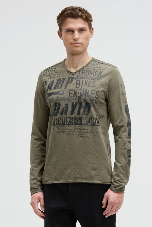 CAMP DAVID Longsleeve im Vintage Look mit Used Prints