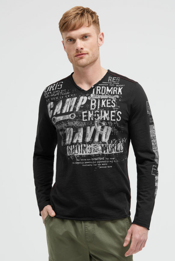 CAMP DAVID Longsleeve im Vintage Look mit Used Prints