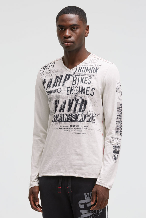 CAMP DAVID Longsleeve im Vintage Look mit Used Prints