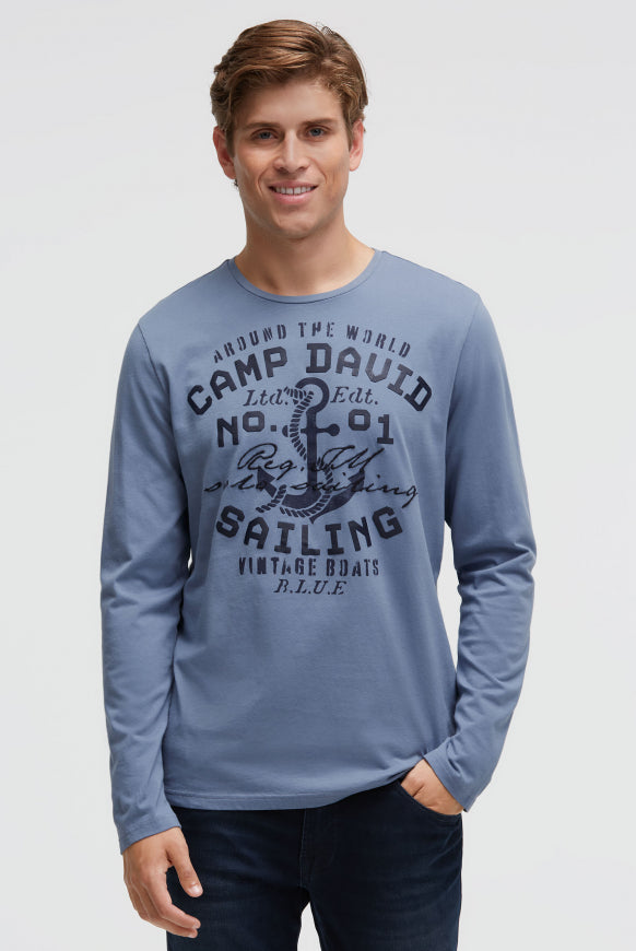 CAMP DAVID Longsleeve mit Rubber Print und Stickerei