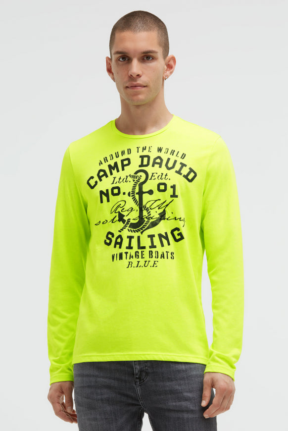 CAMP DAVID Longsleeve mit Rubber Print und Stickerei