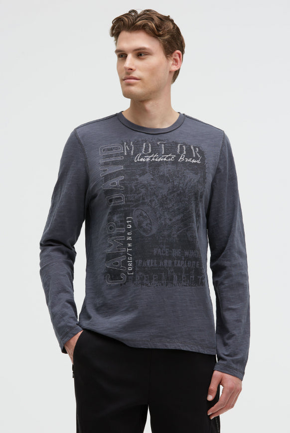 CAMP DAVID Longsleeve mit Tape und Photoprint
