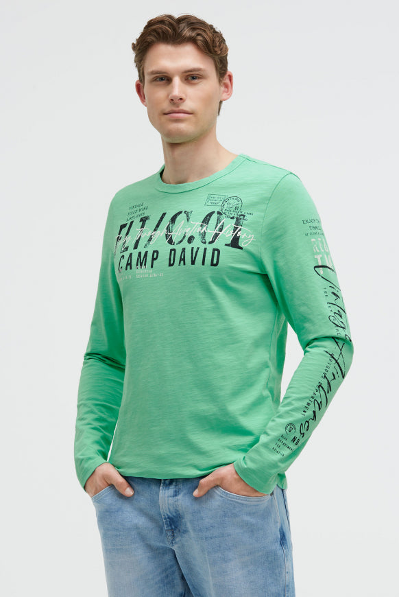 CAMP DAVID Longsleeve mit Used Prints