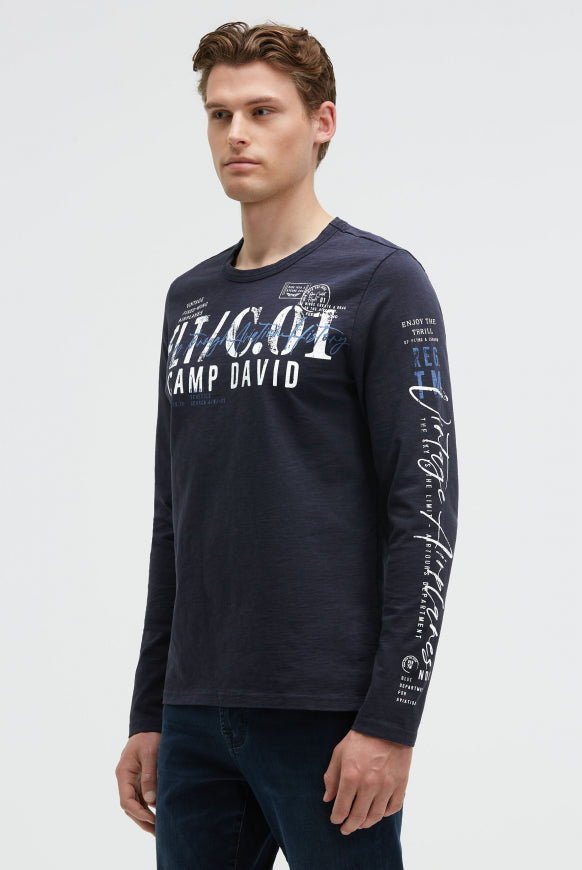 CAMP DAVID Longsleeve mit Used Prints