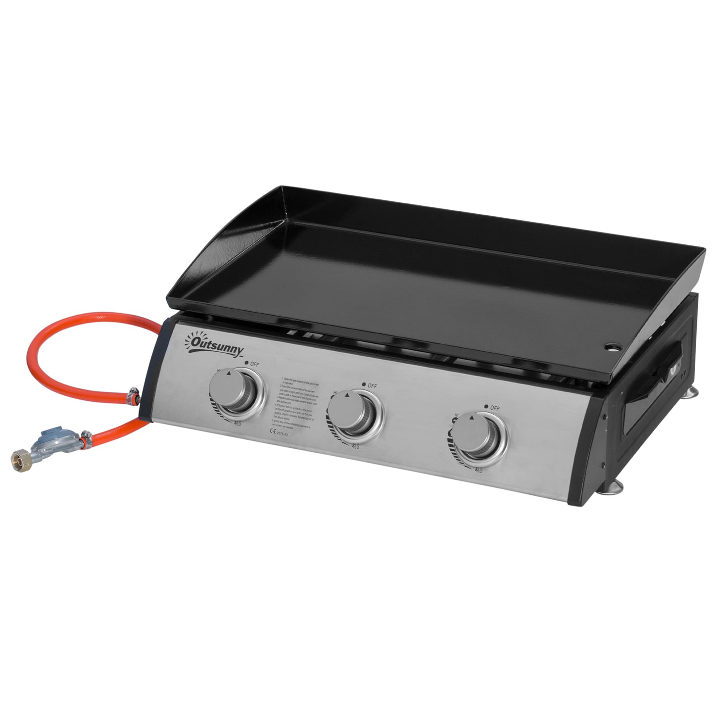 Outsunny Gasgrill aus Edelstahl mit 3 Brennern 9 kW Antihaft-Beschichtung große Grillfläche 61 x 35,5 cm   Aosom