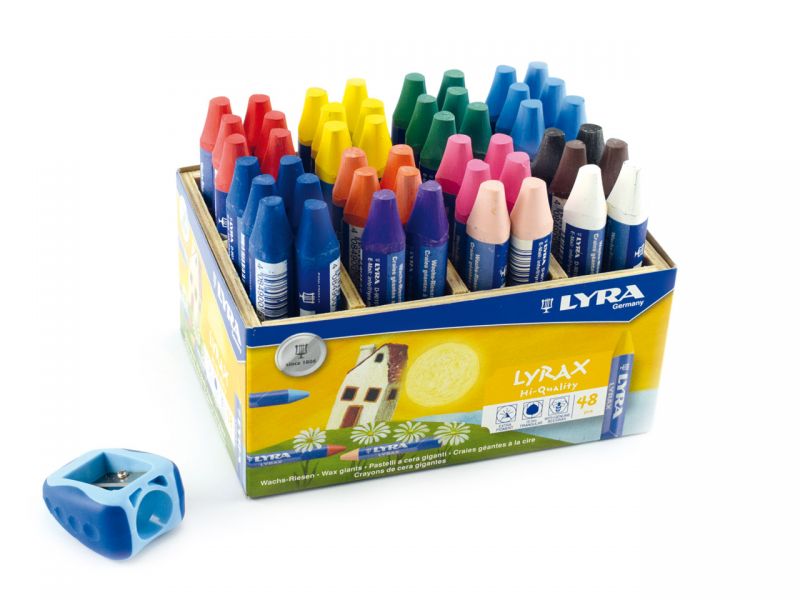 LYRA Wachs-Riese, 48er-Set inkl. Holzbox &amp; Spitzer