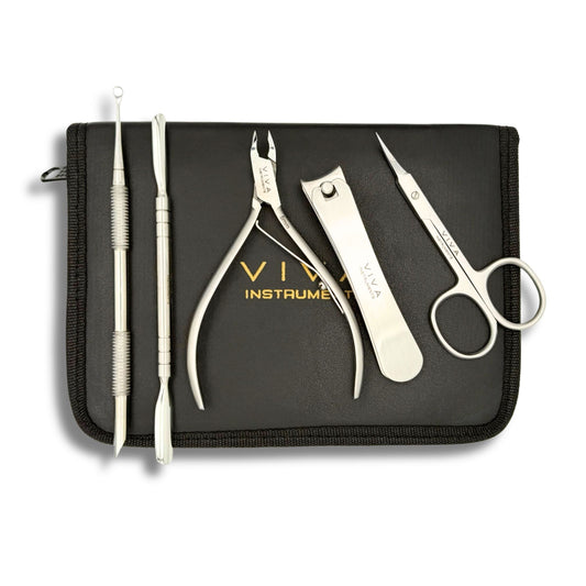 Silver Manicure Nail Tool Kit - 5 Pieces