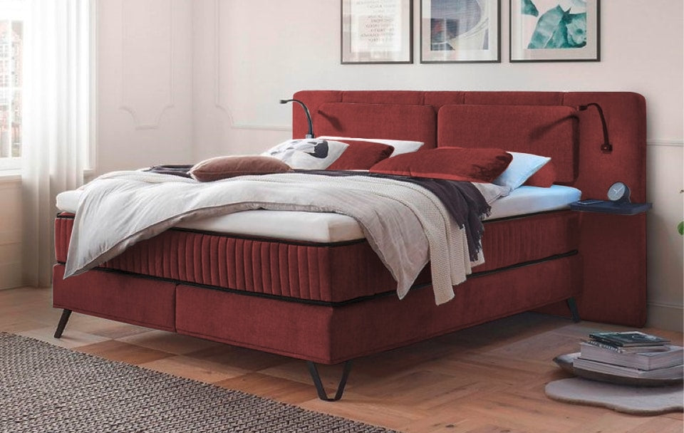 ED Exciting Design Boxspringbett Milazzo - Aphrodite in verschiedenen Farben erhältlich mit 9-Zonen-Tonnentaschenfederkern und Wireless Charging