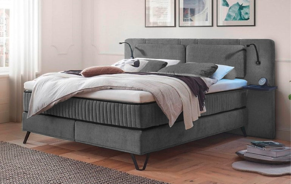 ED Exciting Design Boxspringbett Milazzo - Aphrodite in verschiedenen Farben erhältlich mit 9-Zonen-Tonnentaschenfederkern und Wireless Charging