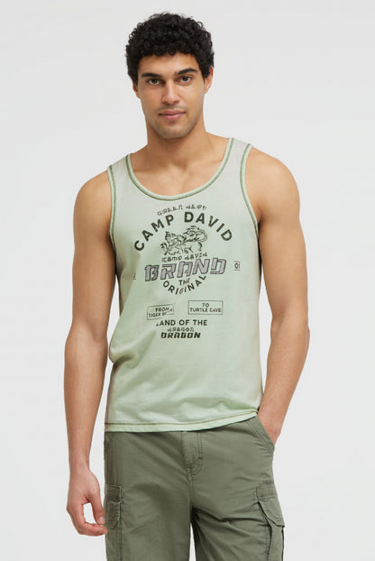 CAMP DAVID Muskelshirt mit Ausbrenner-Effekten undPrint - light mint