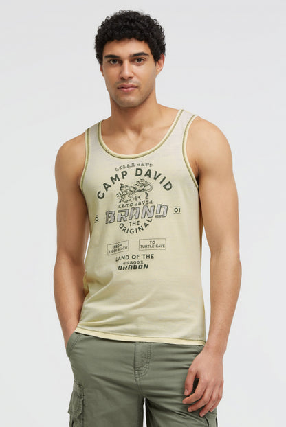 CAMP DAVID Muskelshirt mit Ausbrenner-Effekten und Print - lemon juice