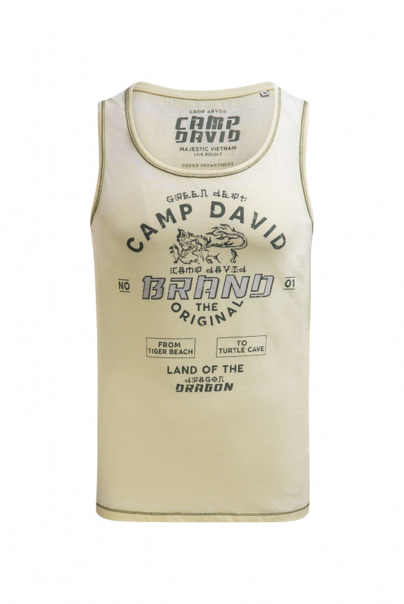 CAMP DAVID Muskelshirt mit Ausbrenner-Effekten und Print - lemon juice