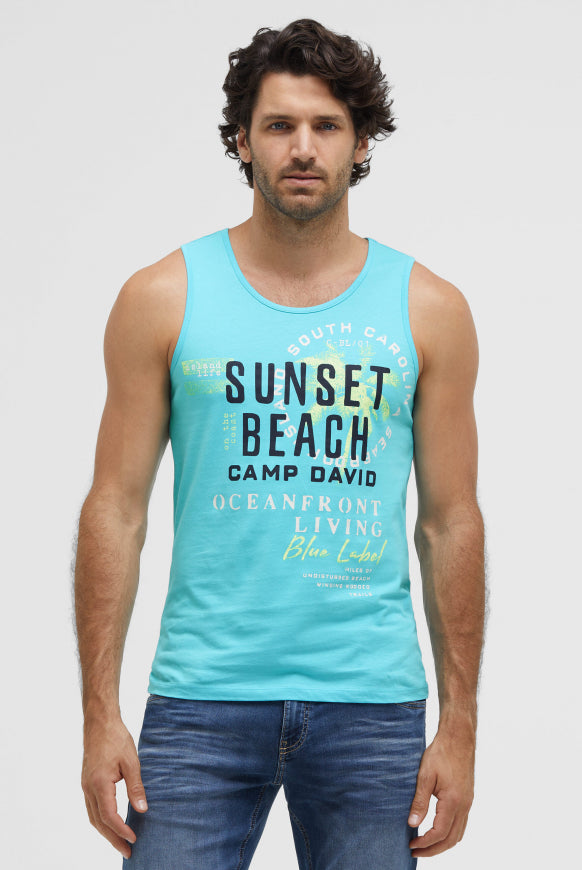CAMP DAVID Muskelshirt mit Label Prints - aqua