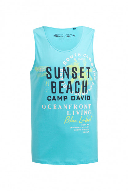 CAMP DAVID Muskelshirt mit Label Prints - aqua