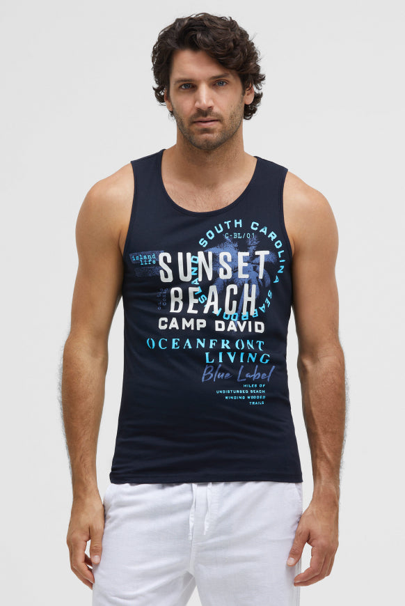 CAMP DAVID Muskelshirt mit Label Prints - blue navy
