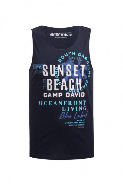 CAMP DAVID Muskelshirt mit Label Prints - blue navy