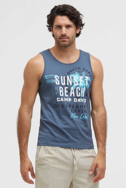 CAMP DAVID Muskelshirt mit Label Prints - harbour blue