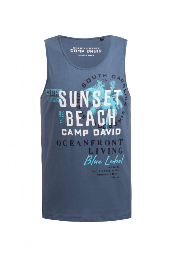 CAMP DAVID Muskelshirt mit Label Prints - harbour blue