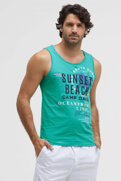 CAMP DAVID Muskelshirt mit Label Prints - island green