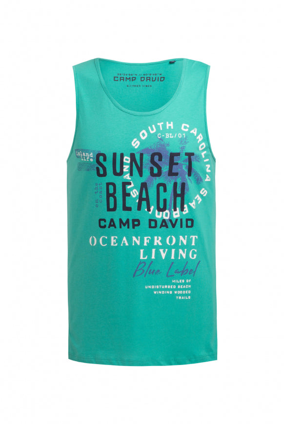 CAMP DAVID Muskelshirt mit Label Prints - island green