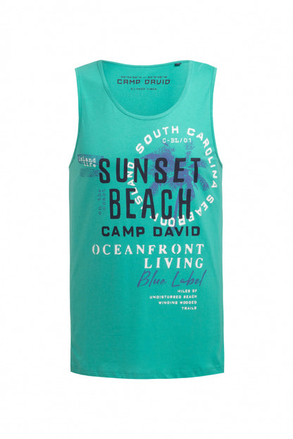 CAMP DAVID Muskelshirt mit Label Prints - island green