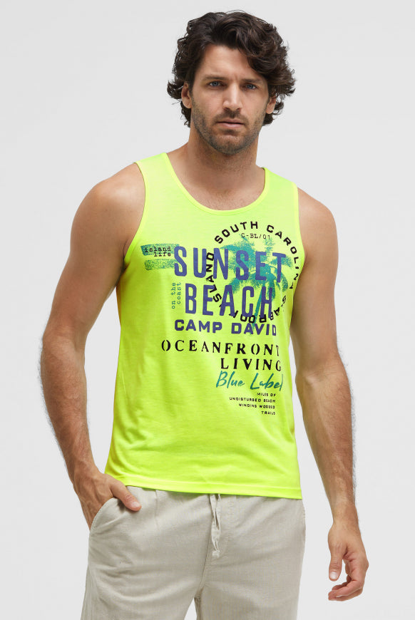 CAMP DAVID Muskelshirt mit Label Prints - neon lime