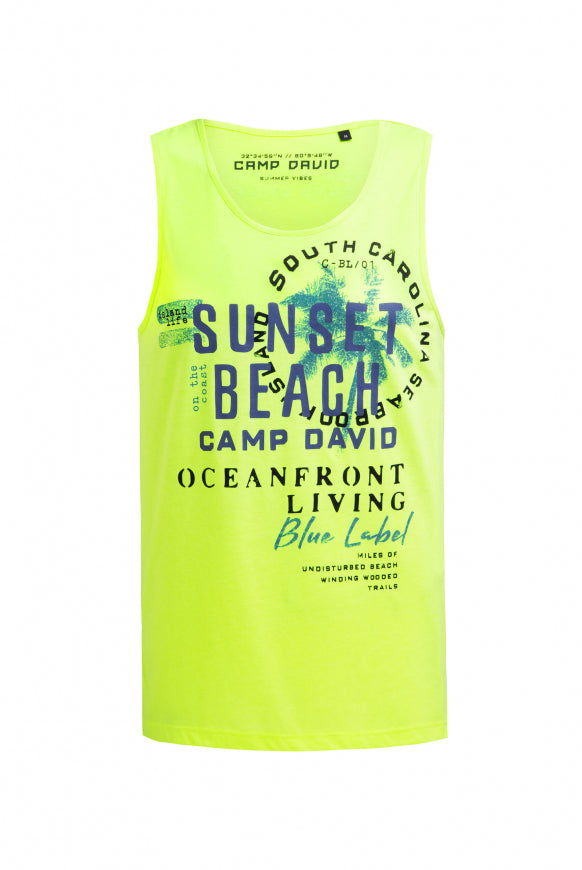 CAMP DAVID Muskelshirt mit Label Prints - neon lime